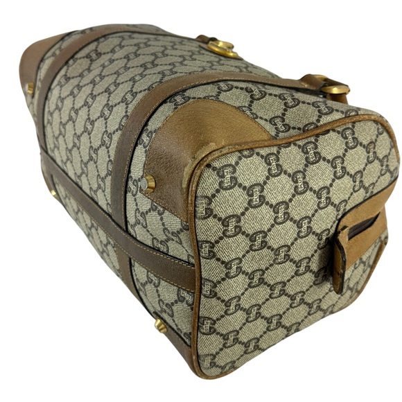 GUCCI Plus Beige Canvas/Tan Leather GG Monogram Boston Satchel Authenticated - Picture 6 of 16
